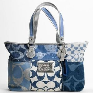 Coach Poppy Denim Patchwork Tote